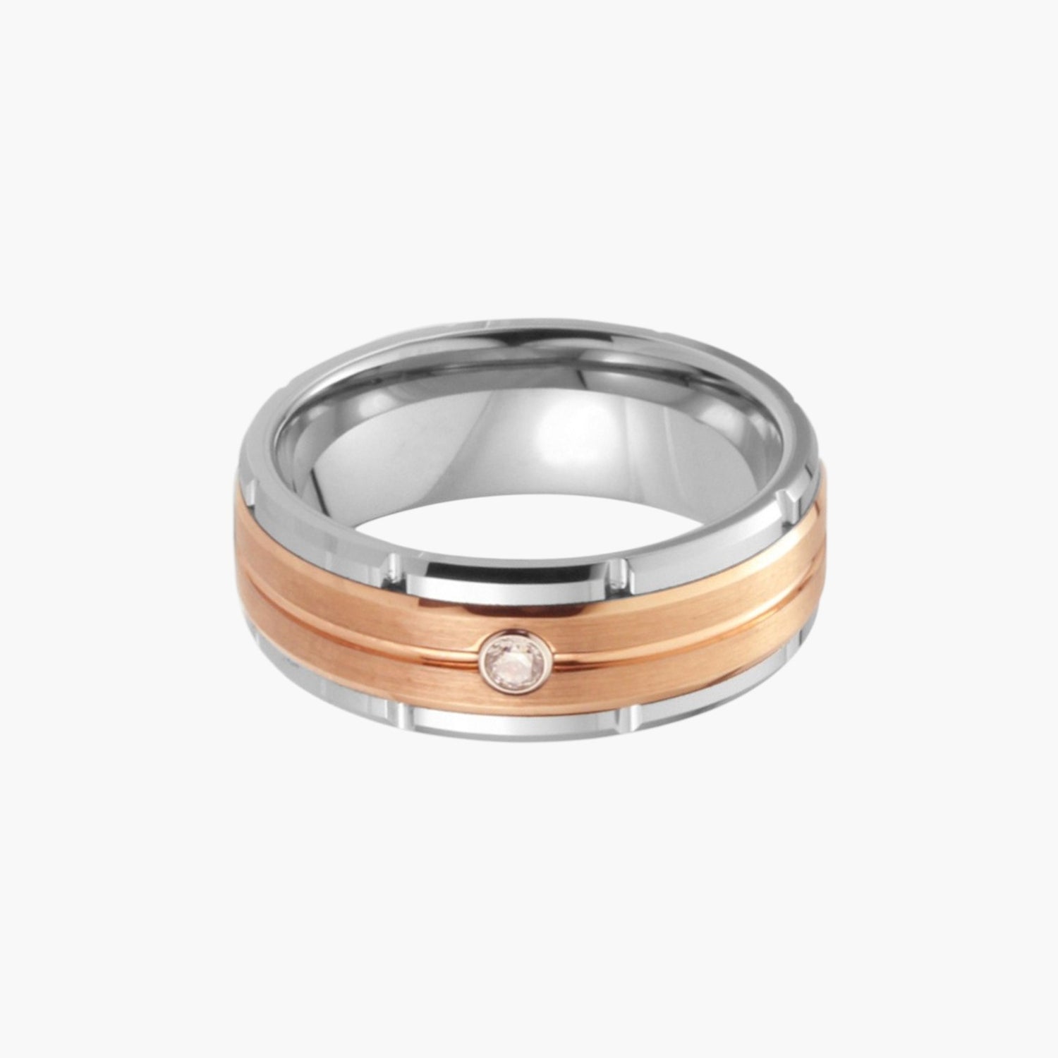 Anel em Aço de Tungsténio com Zircónia