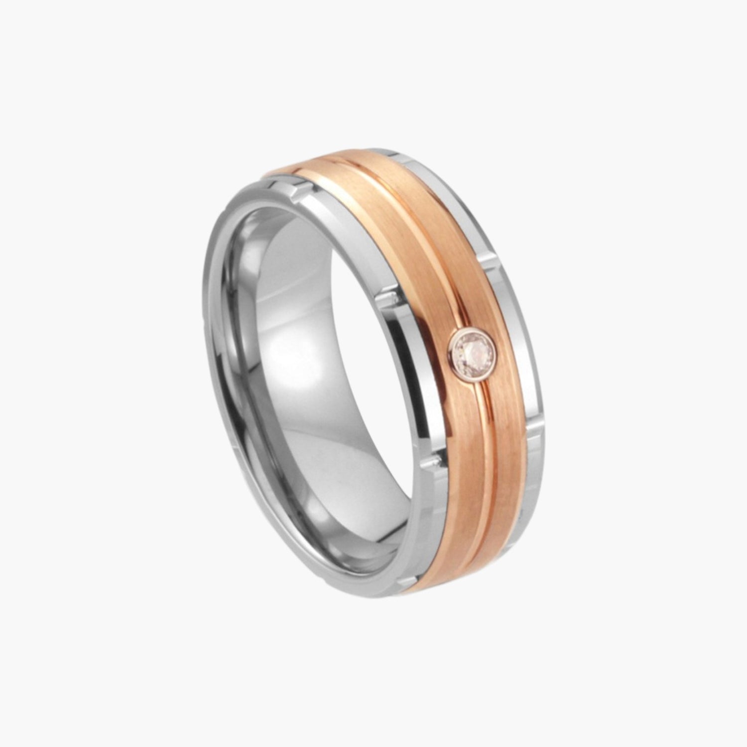 Anel em Aço de Tungsténio com Zircónia