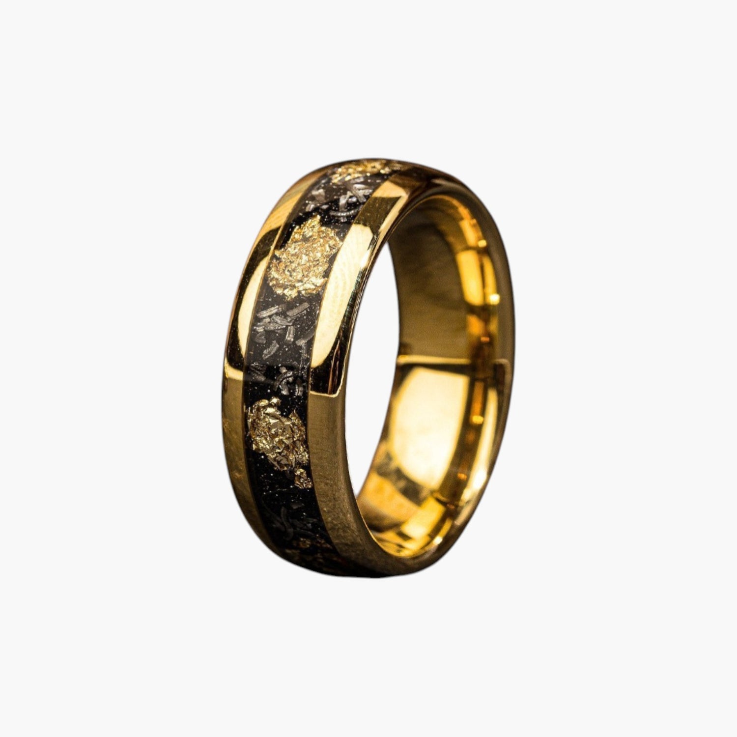 Anel Dourado Estrelado em Aço Inoxidável