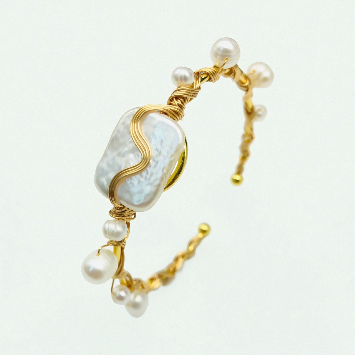 Pulseira Pérola Barroca em Aço Inoxidável