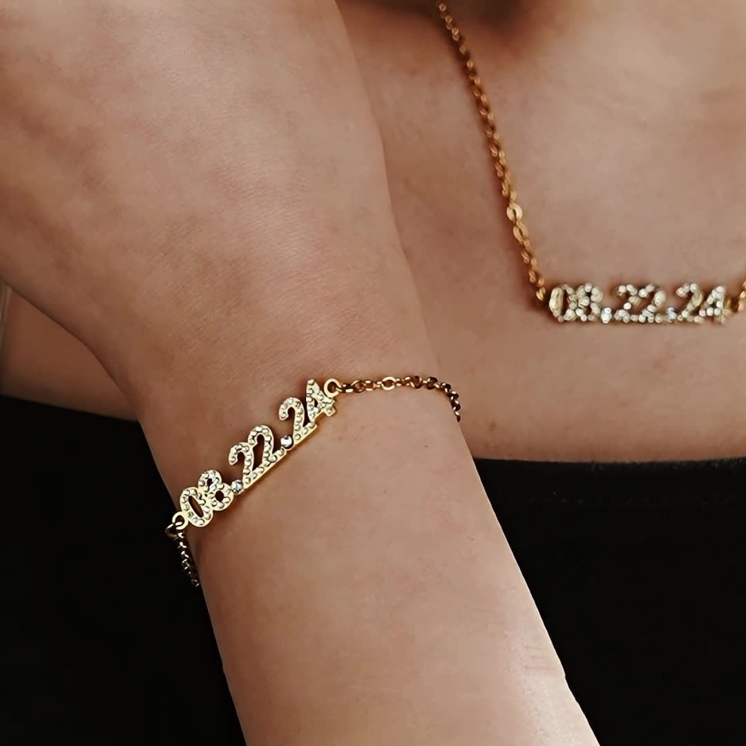 Colar e Pulseira Personalizáveis com Data Especial