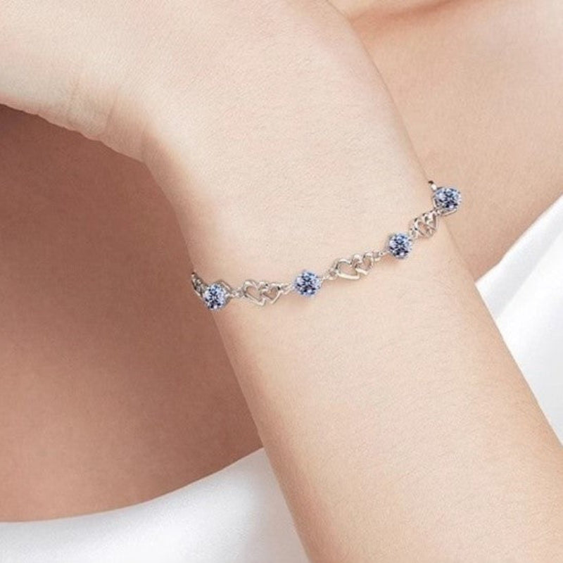 Pulseira Heart em Prata 925 com Moissanite