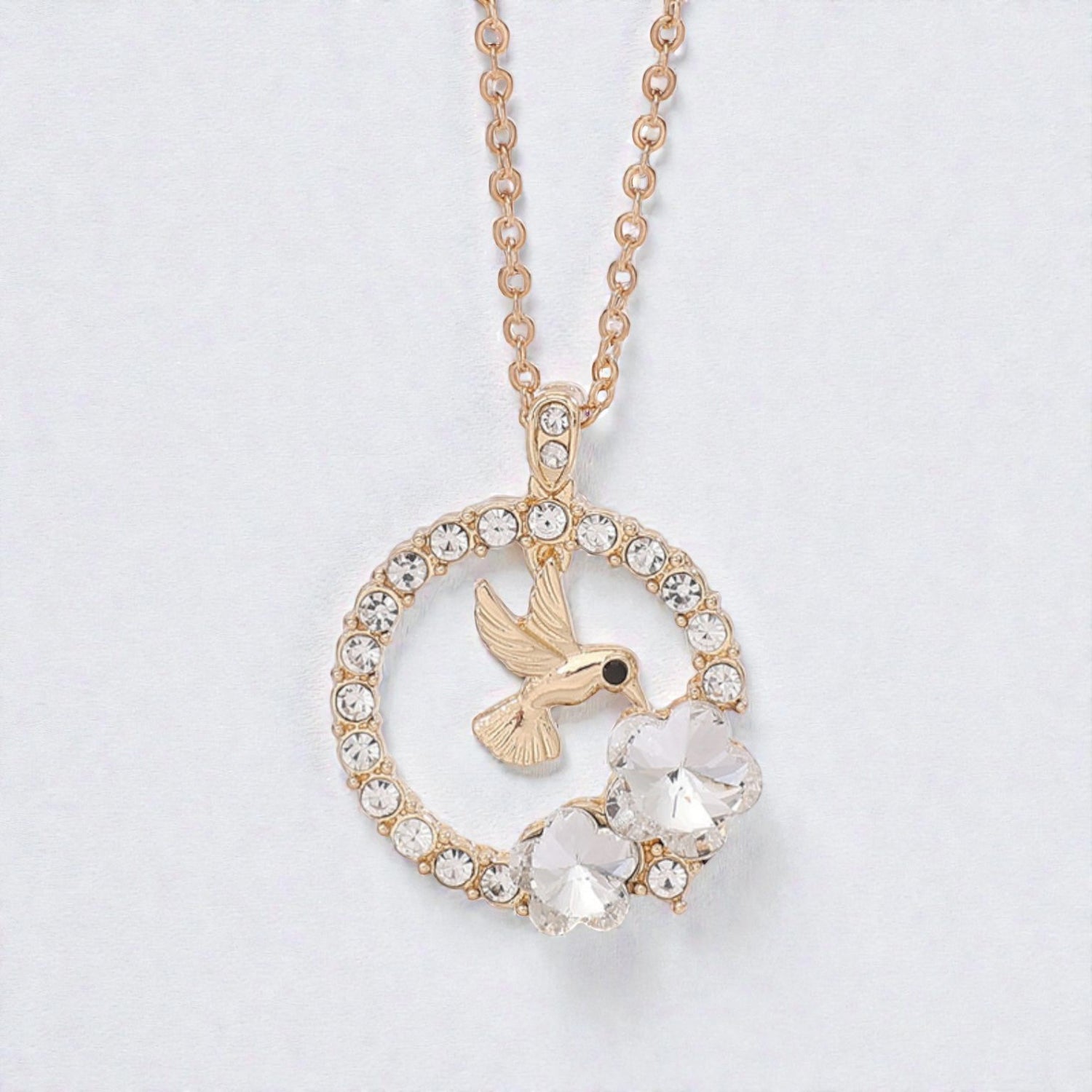 Colar Flor de Colibri com Zircónias