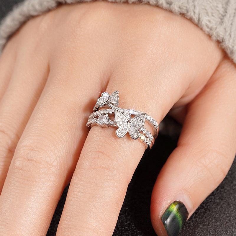 Anel Borboleta com Zircónia