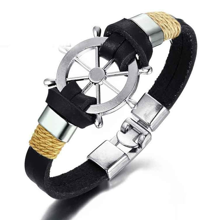 Pulseira de Couro Vintage Roda do Leme