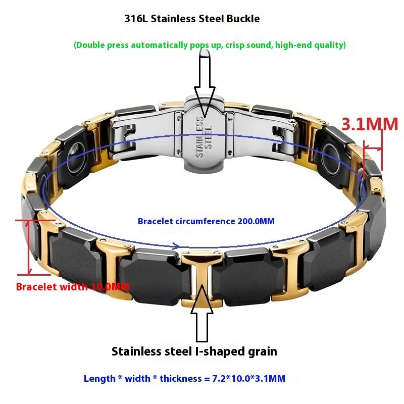 Pulseira Magnética em Aço Inoxidável 316L