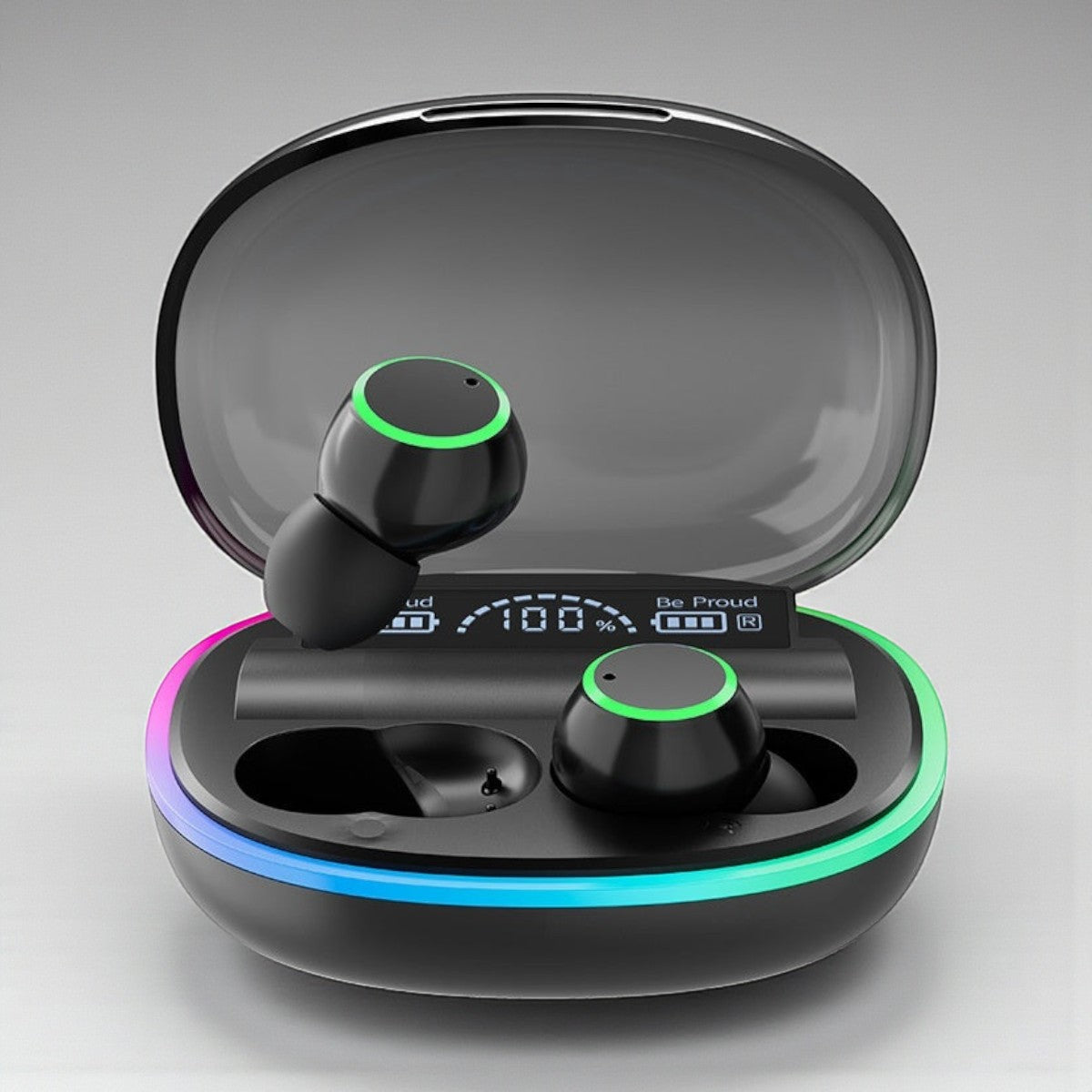 Auriculares TWS In-Ear com Visor Digital, RGB Dinâmico e Power Bank Integrado