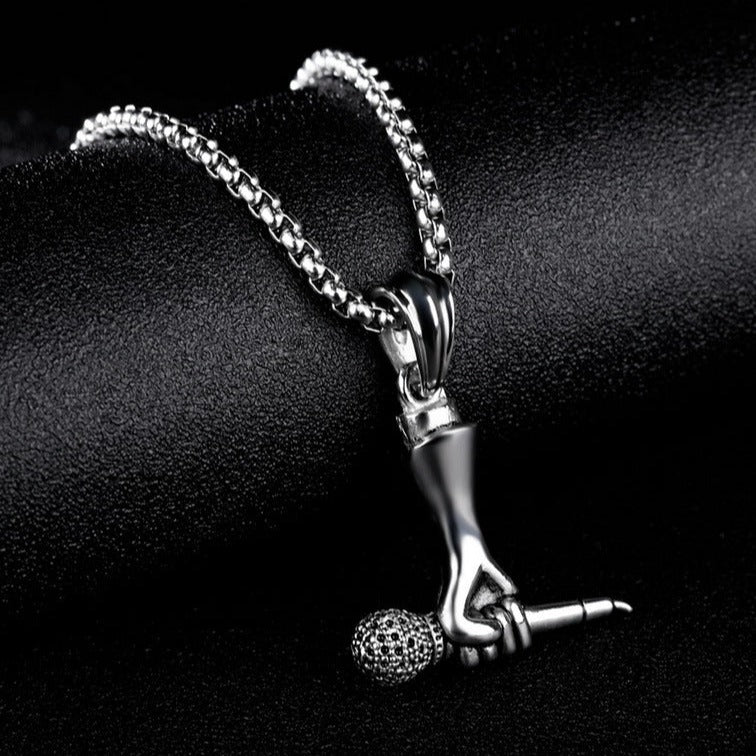 Colar Microphone em Aço Inoxidável