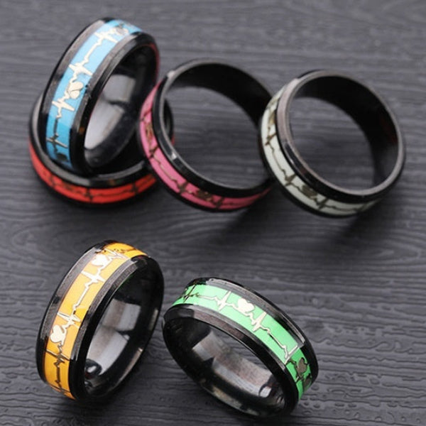 Anel ECG Luminoso em Aço Inoxidável