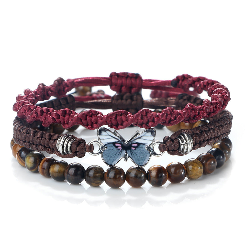 Conjunto de 3 Pulseiras em Corda e Pedra Natural