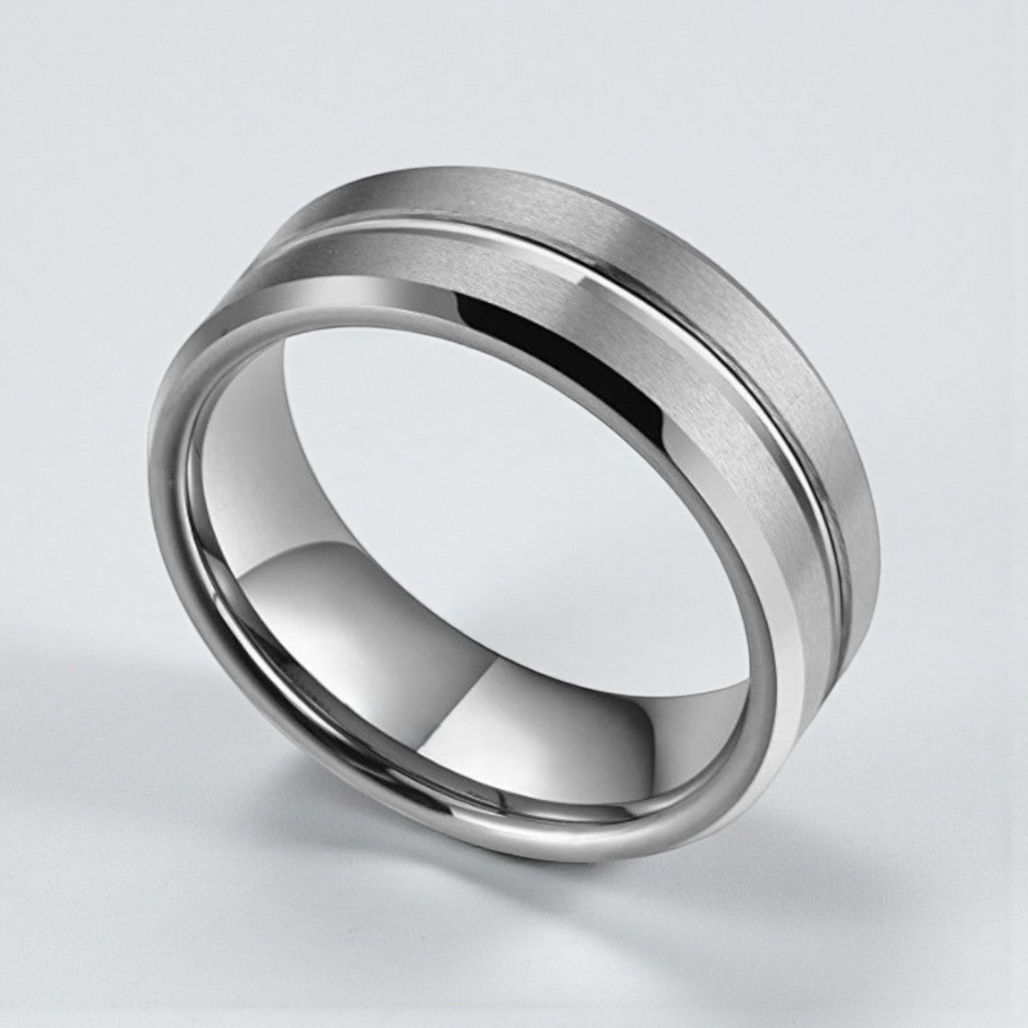Anel em Aço de Tungsténio Escovado