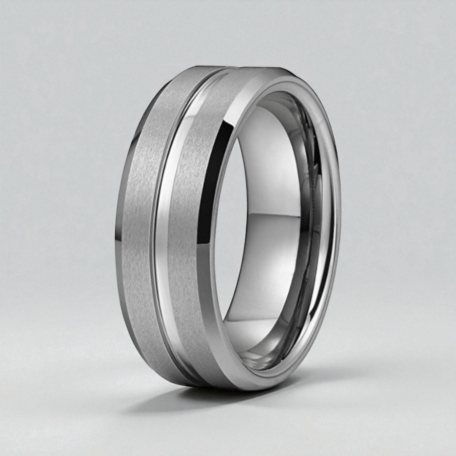 Anel em Aço de Tungsténio Escovado
