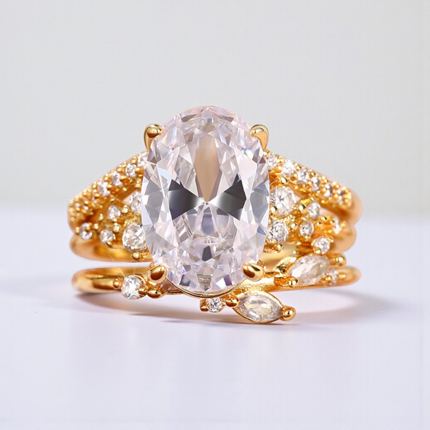 Conjunto de 3 Anéis com Zircónias