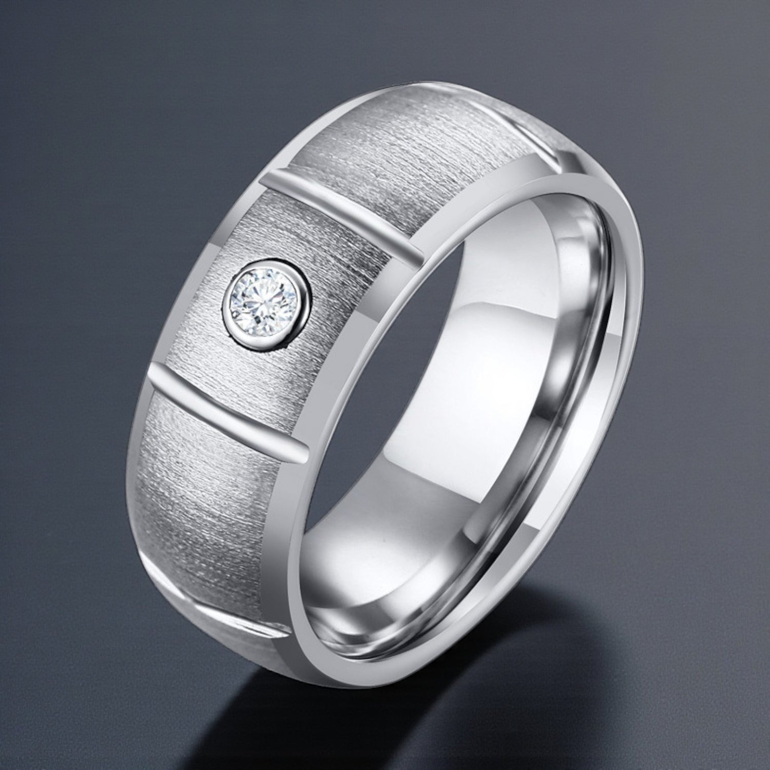 Anel em Aço de Tungsténio com Zircónia