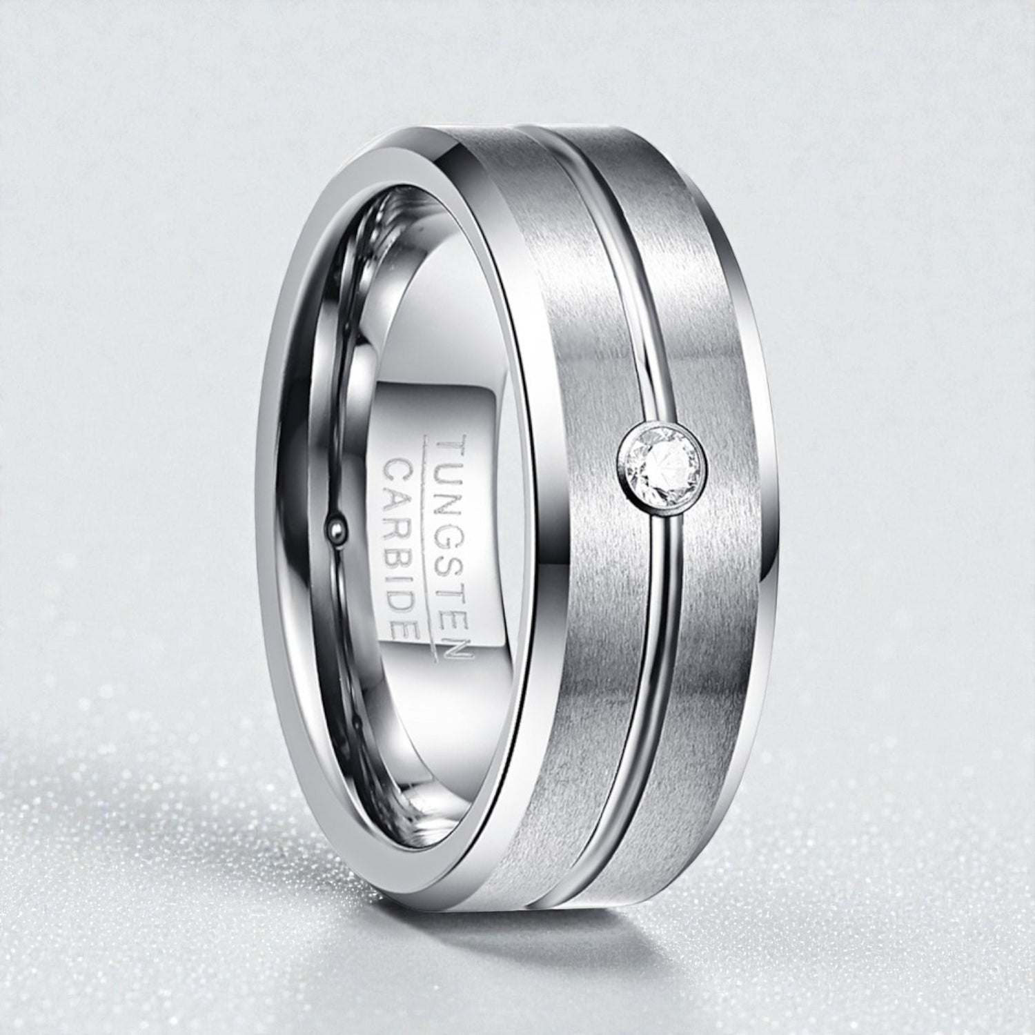 Anel em Aço de Tungsténio com Zircónia