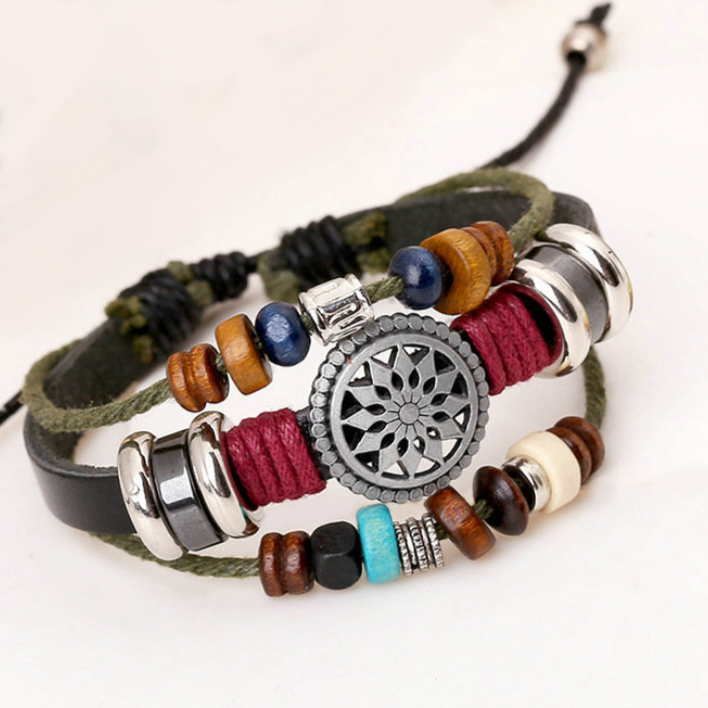 Pulseira Boêmia de Couro