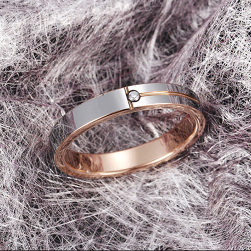 Anel Elegance em Aço de Tungsténio com Zircónia