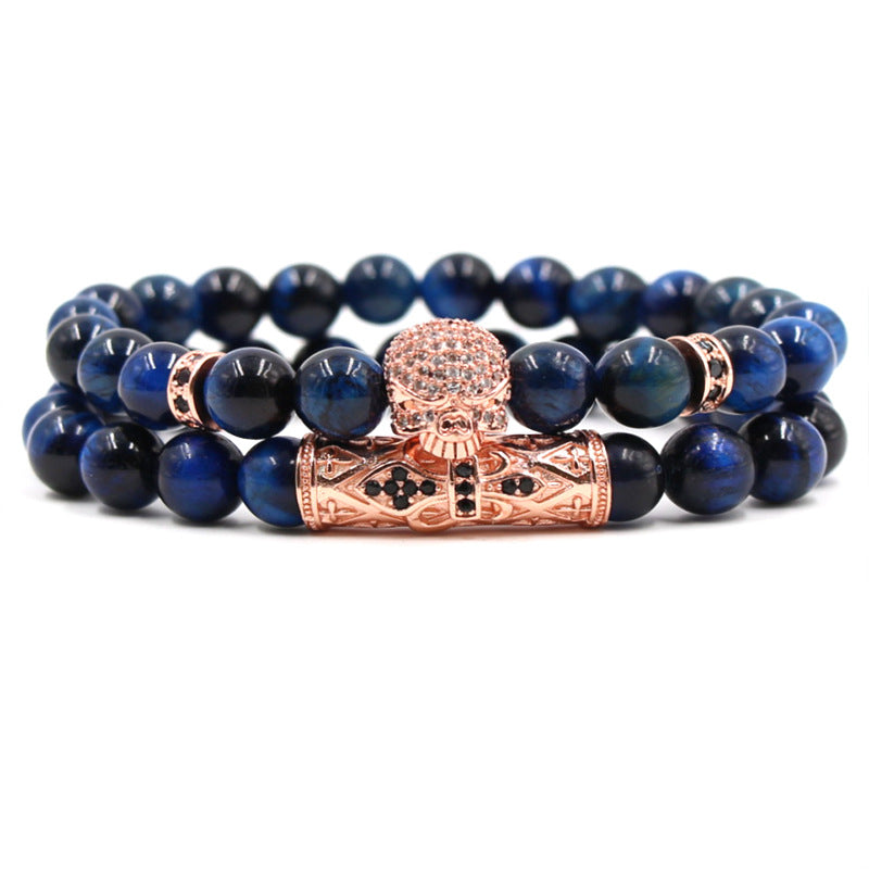 Pulseira Skull em Pedra Natural