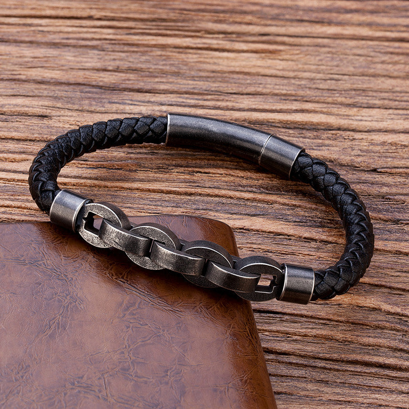 Vintage Leather Chain Bracelet