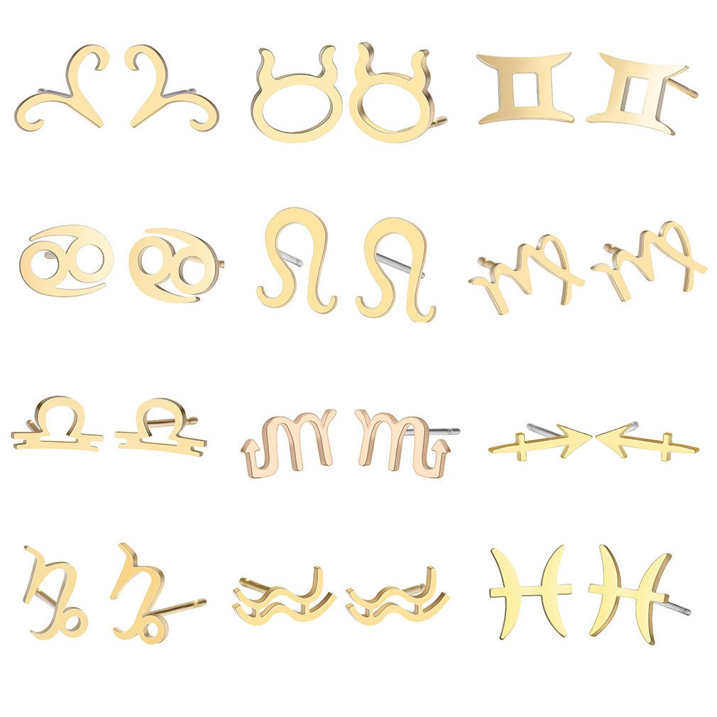 Stainless Steel Zodiac Earrings