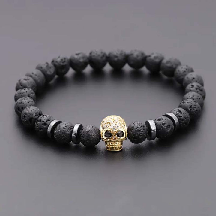 Pulseira Skull em Pedra Natural