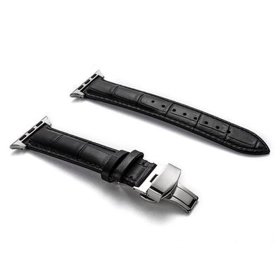 Bracelete de Couro e Aço Inoxidável para Apple Watch