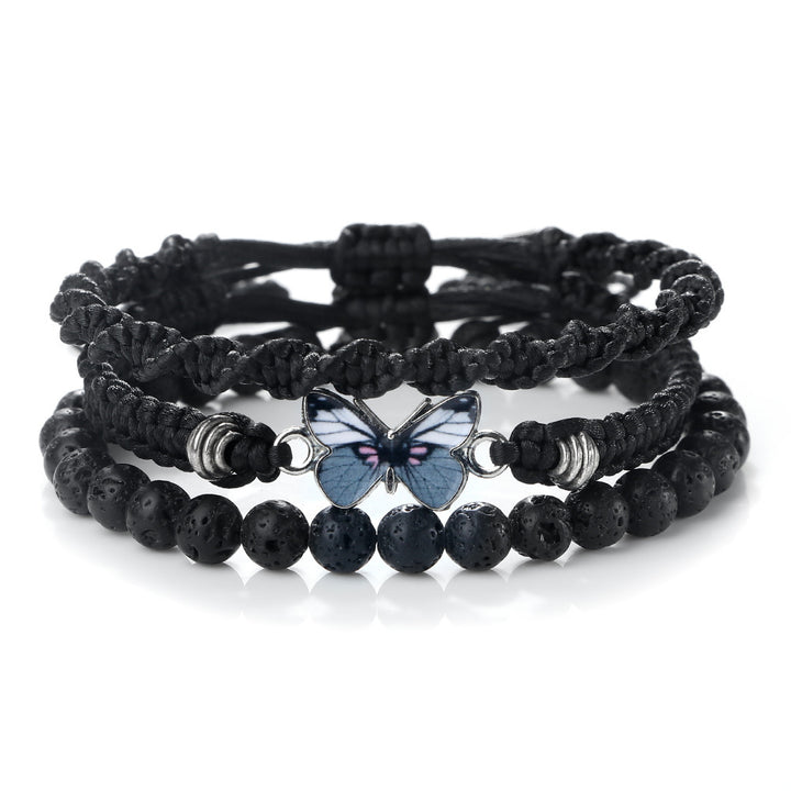 Conjunto de 3 Pulseiras em Corda e Pedra Natural