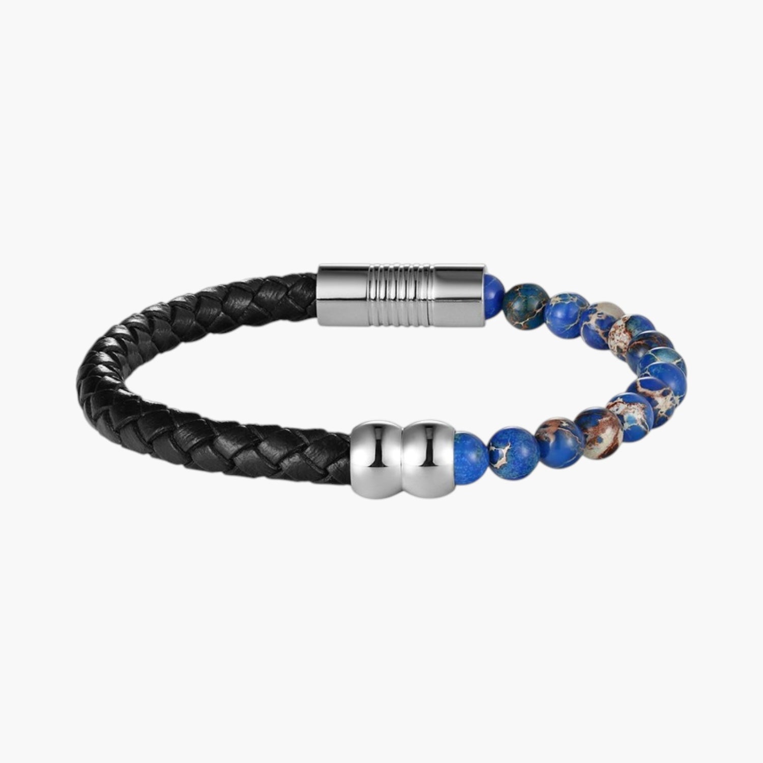 Pulseira de Couro e Pedra Natural