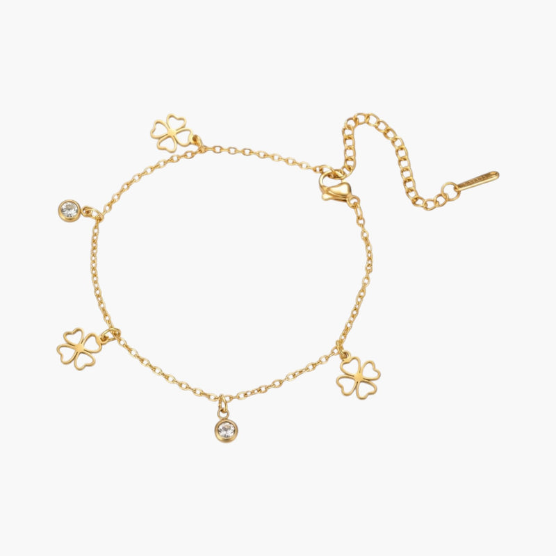 Pulseira Trevo Charm em Aço Inoxidável