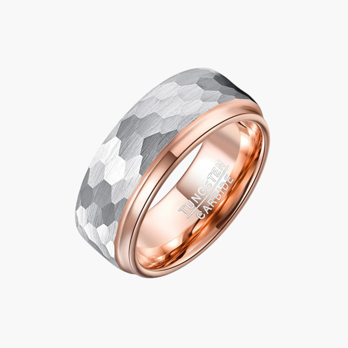 Two-Tone Rose Gold Faceted Tungsten Ring