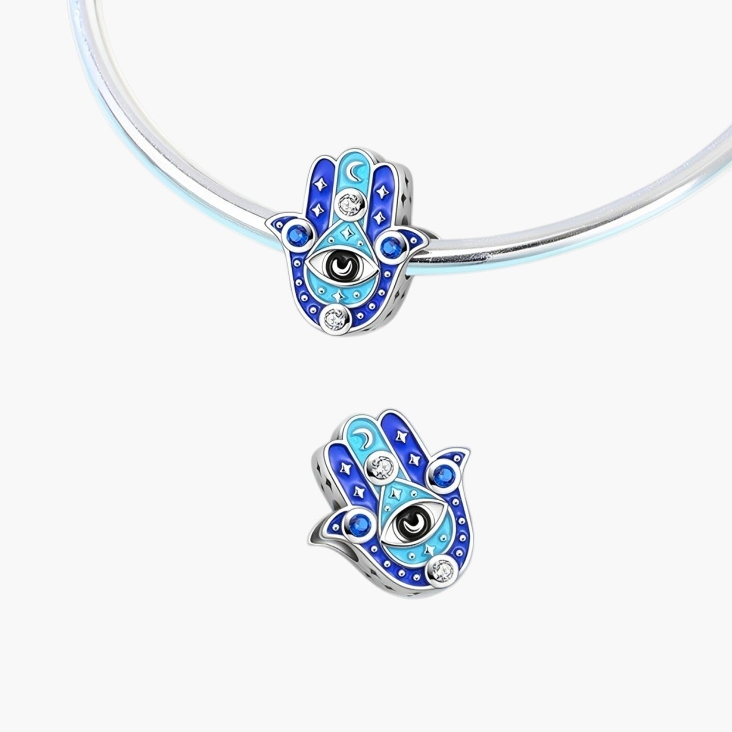 Charm Mão de Fátima com Olho Turco e Zircónias