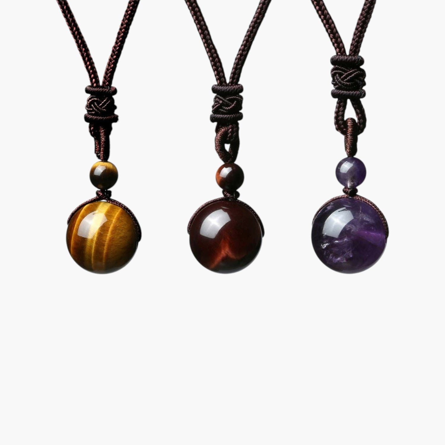 Colar com Pendente de Obsidiana Natural e Ametista