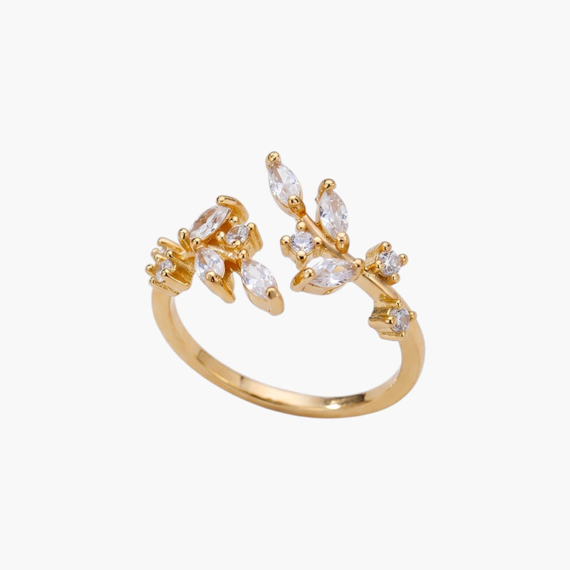 Anel Floral com Zircónias