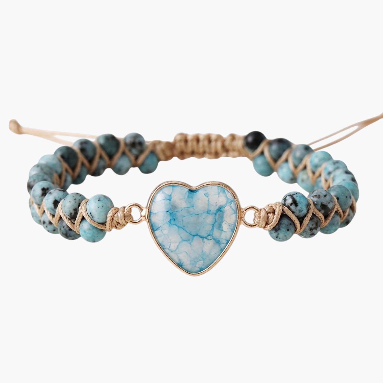 Teardrop-shaped Lapis Lazuli Natural Stone Handwoven Wrap Adjustable Bracelet