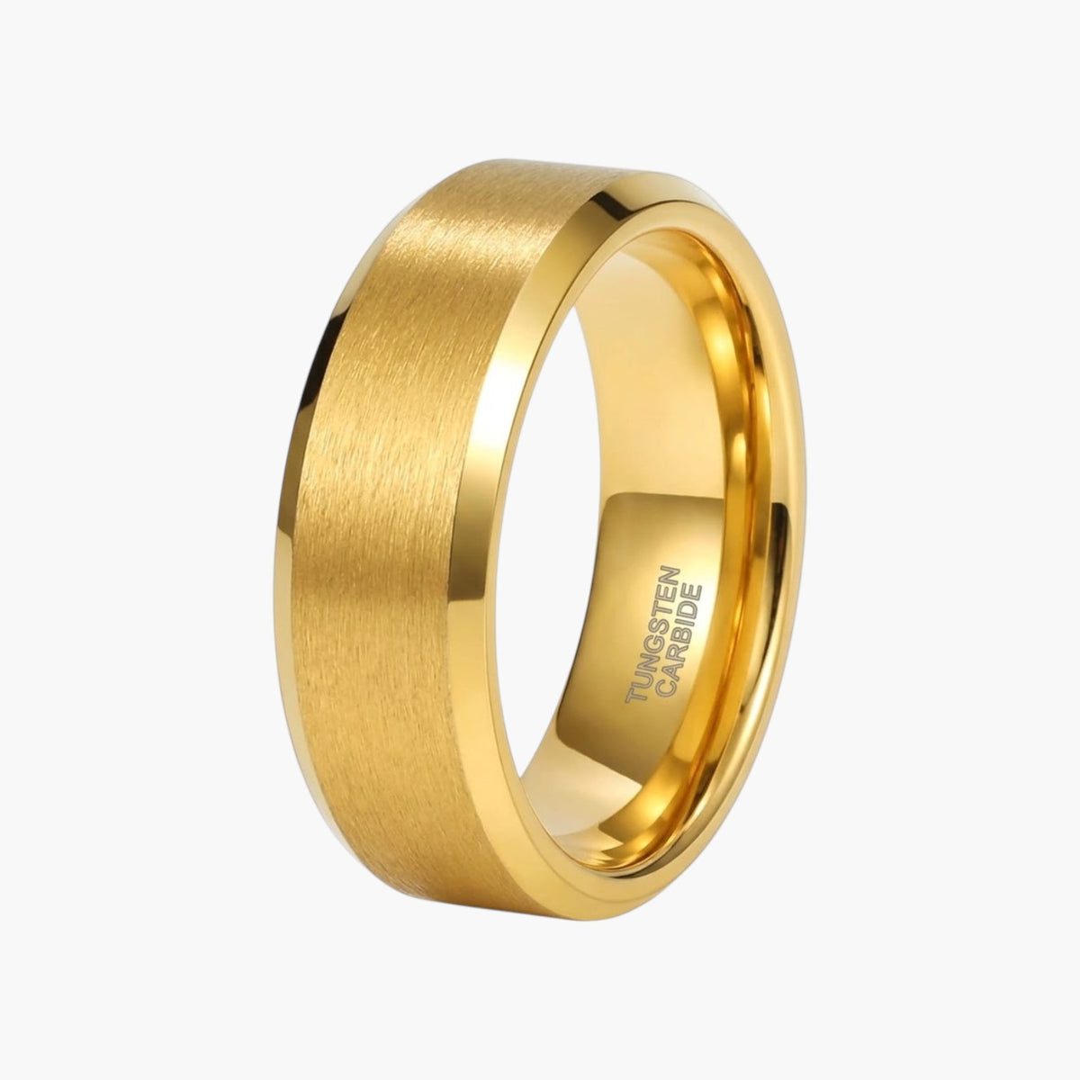 Gold Tungsten Steel Beveled Ring