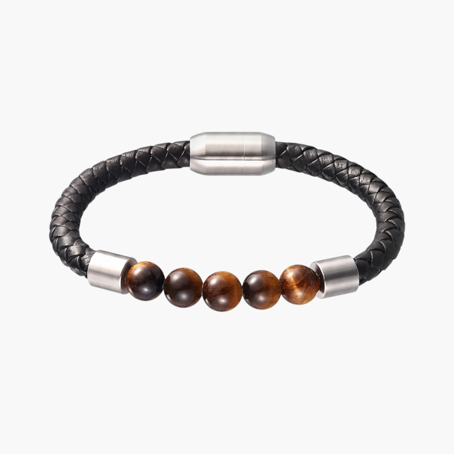 Pulseira de Couro e Pedra Natural