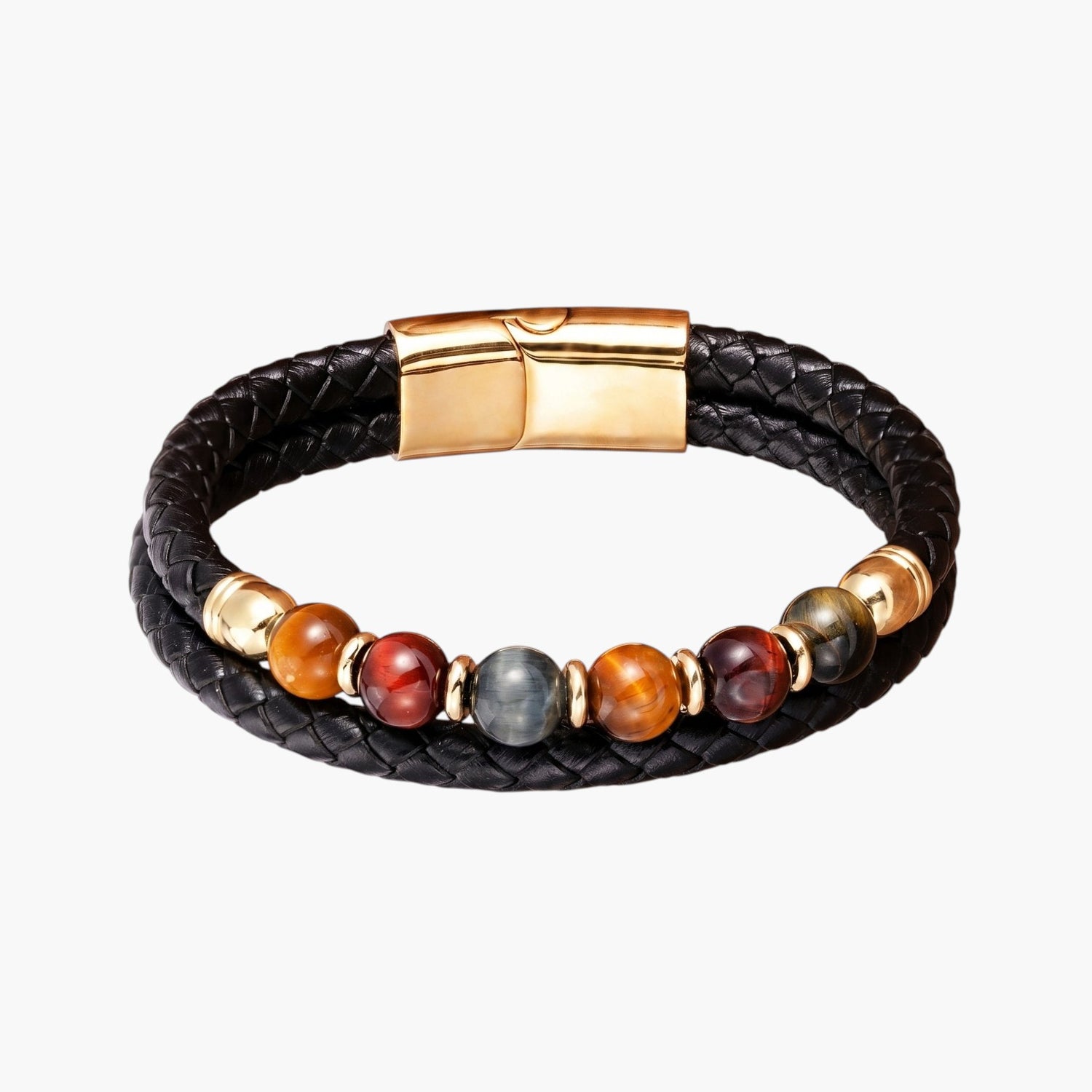 Pulseira de Couro e Pedra Natural