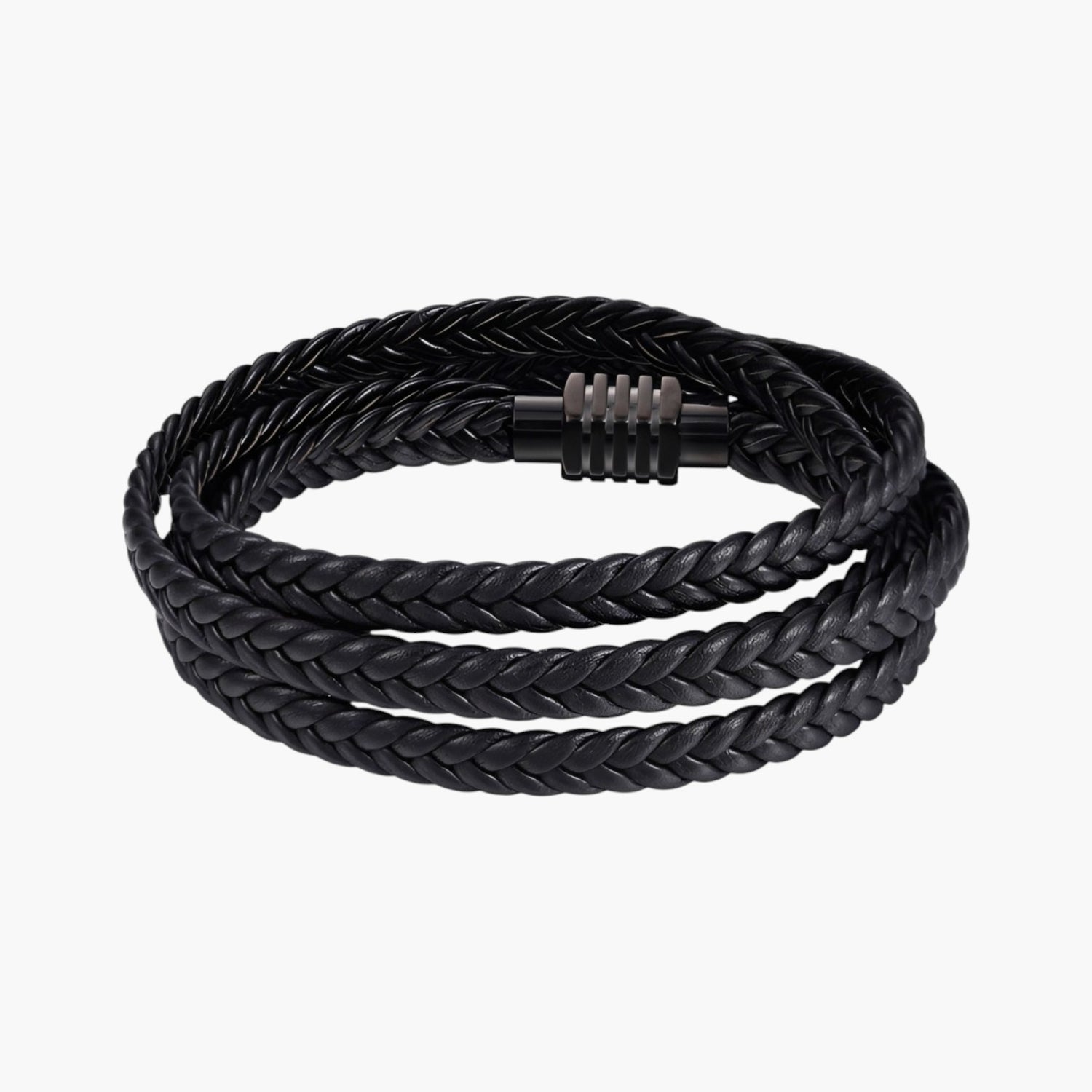 Pulseira em Couro Entrançado Multicamadas