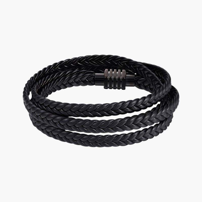 Pulseira em Couro Entrançado Multicamadas