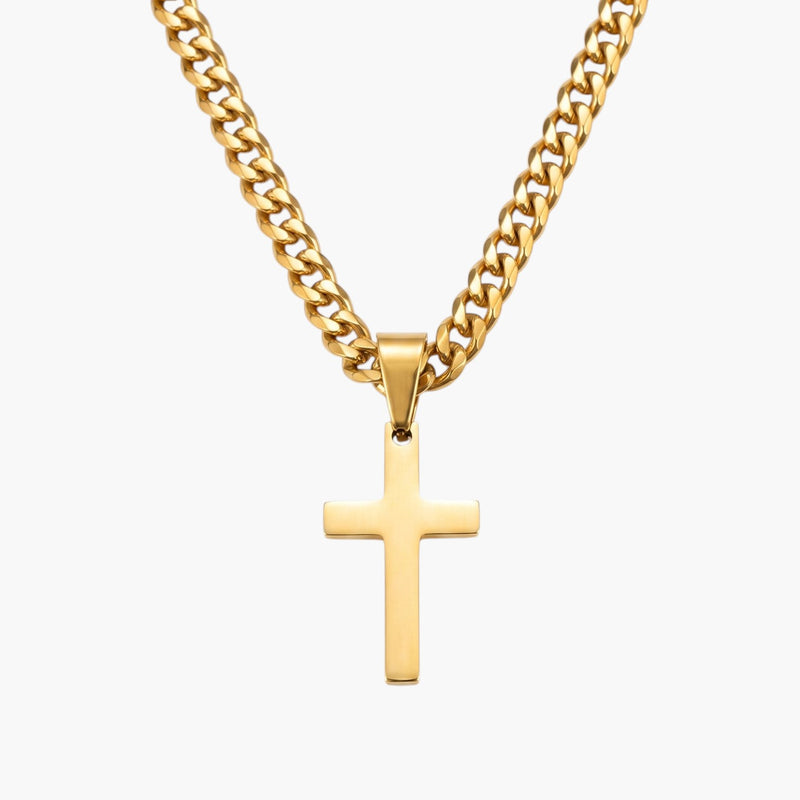 Colar com Cruz em Aço Inoxidável