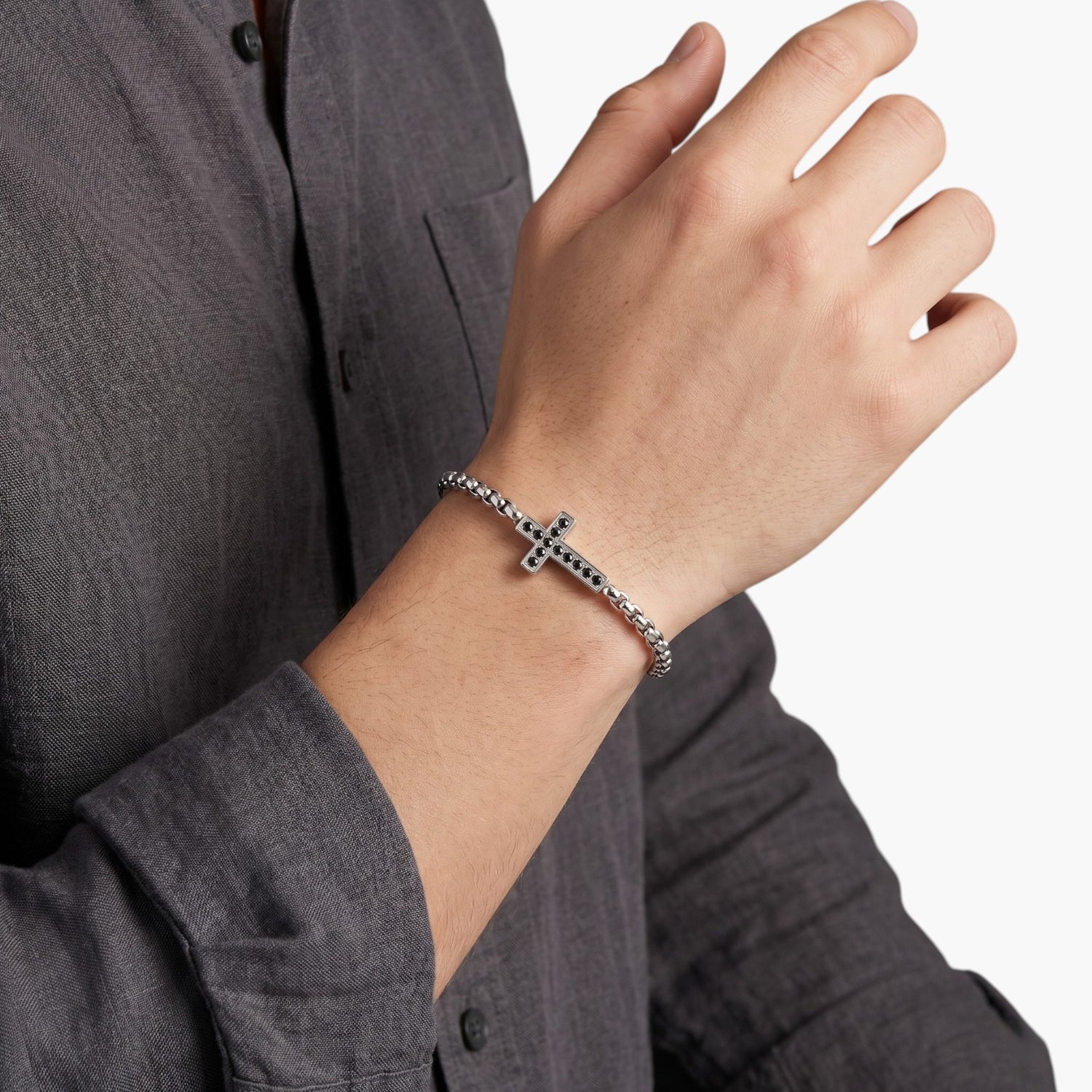 Pulseira Cruz em Aço Inoxidável