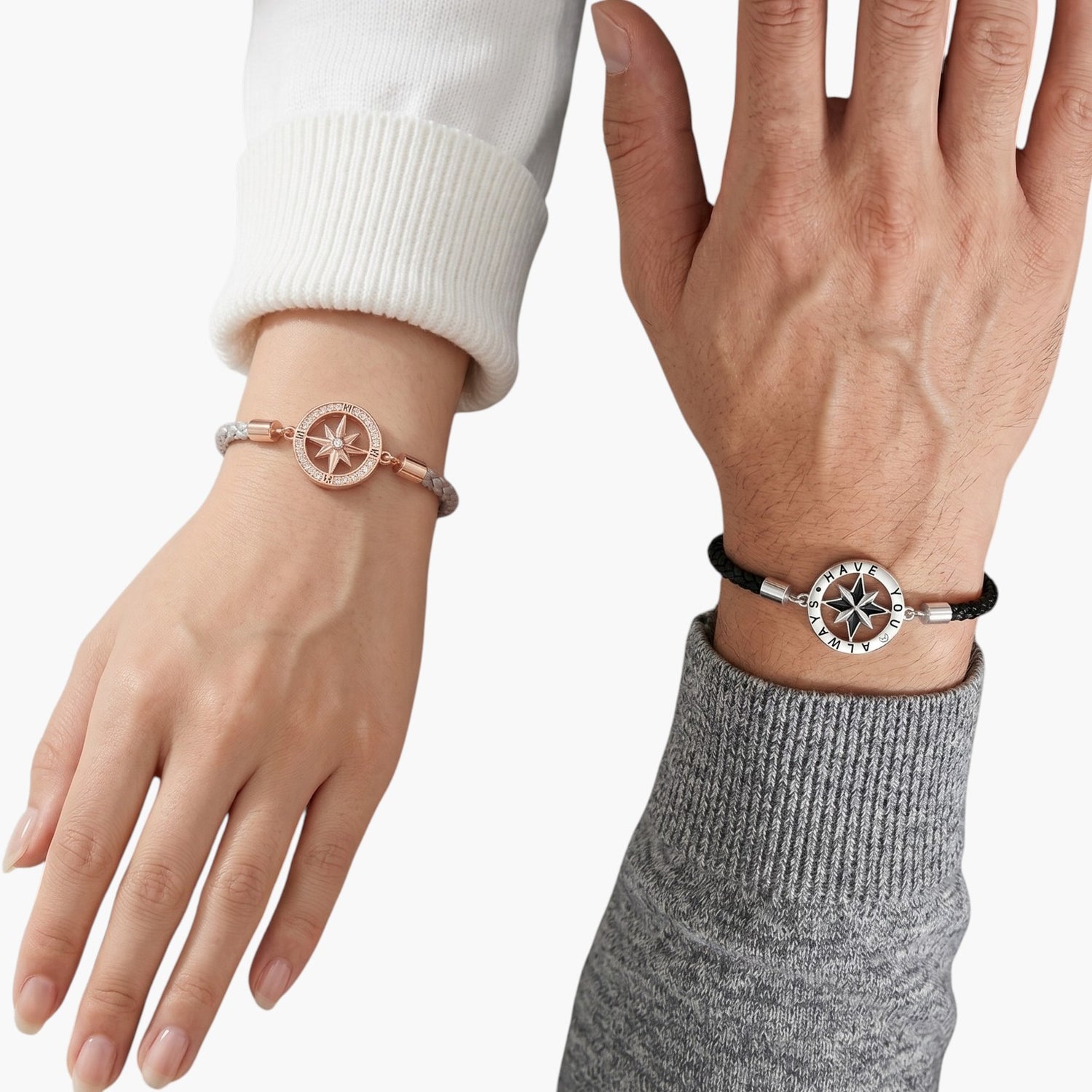 Pulseira de Casal com Estrela de Oito Pontas