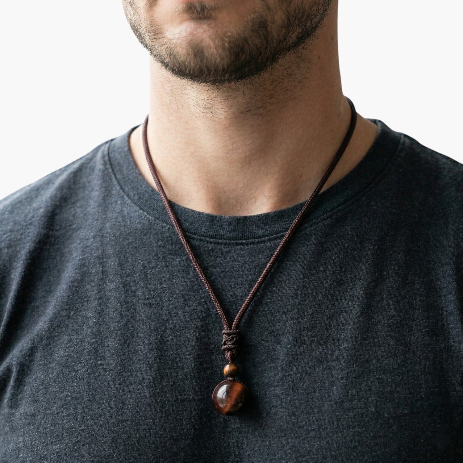 Colar com Pendente de Obsidiana Natural e Ametista