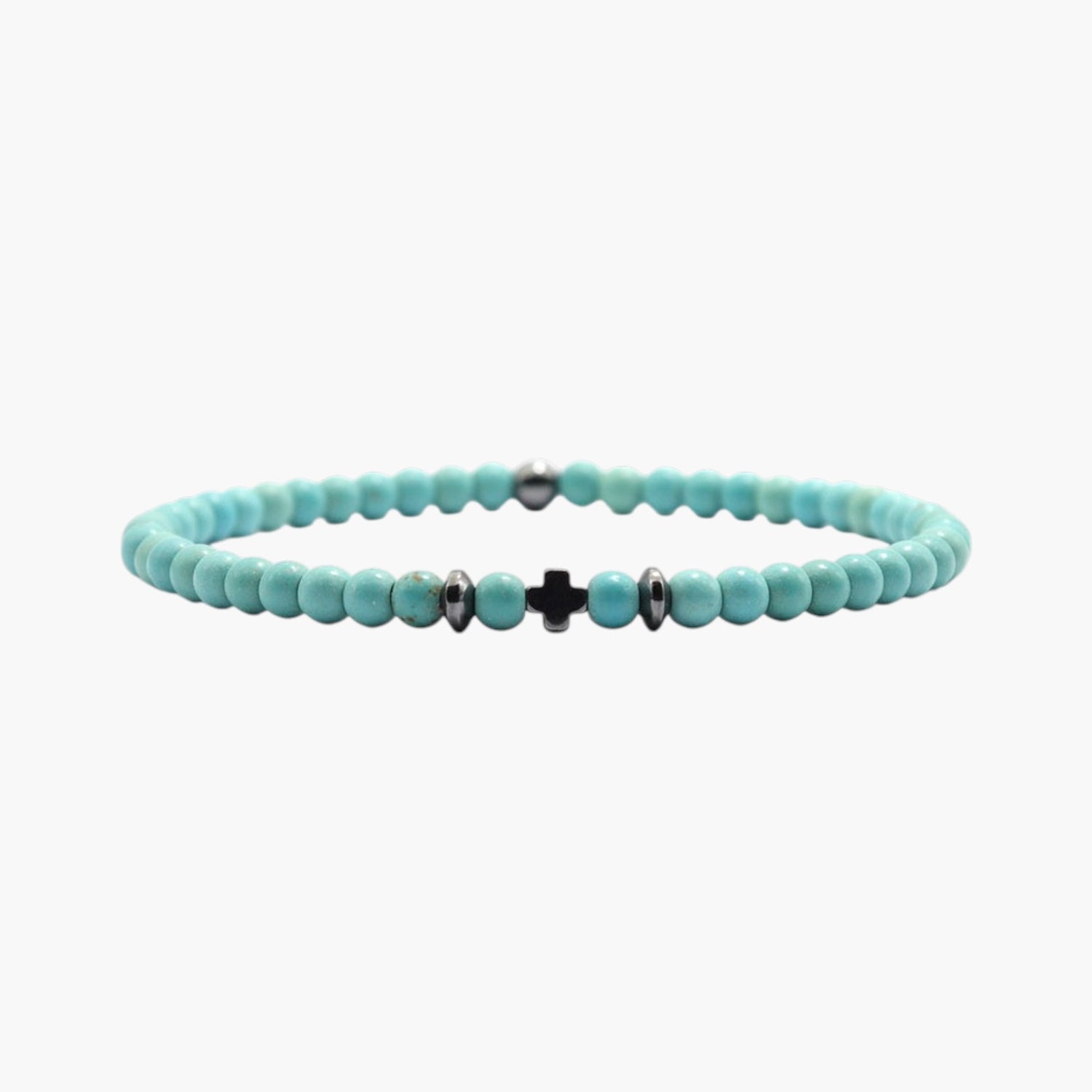 Pulseira em Pedra Natural com Cruz de Obsidiana