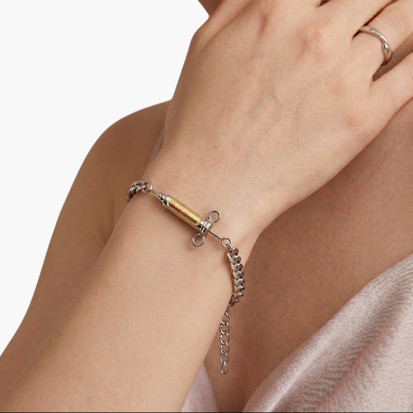 Pulseira Seringa em Aço Inoxidável