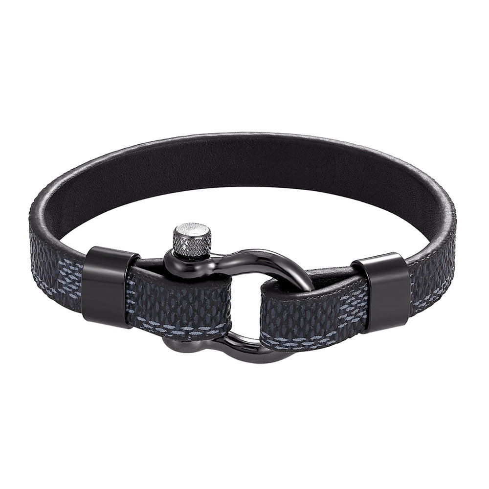 Pulseira de Couro e Aço Inoxidável