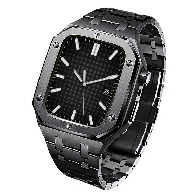 Bracelete em Aço Inoxidável com Caixa Protetora para Apple Watch