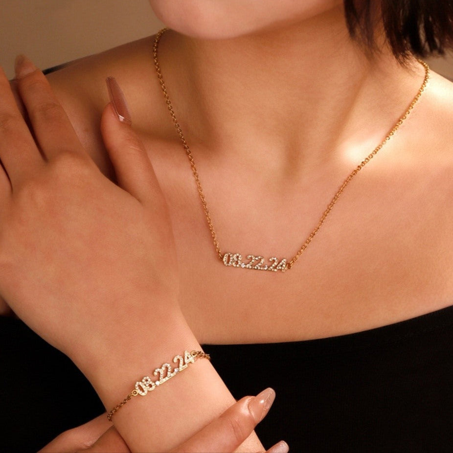 Colar e Pulseira Personalizáveis com Data Especial