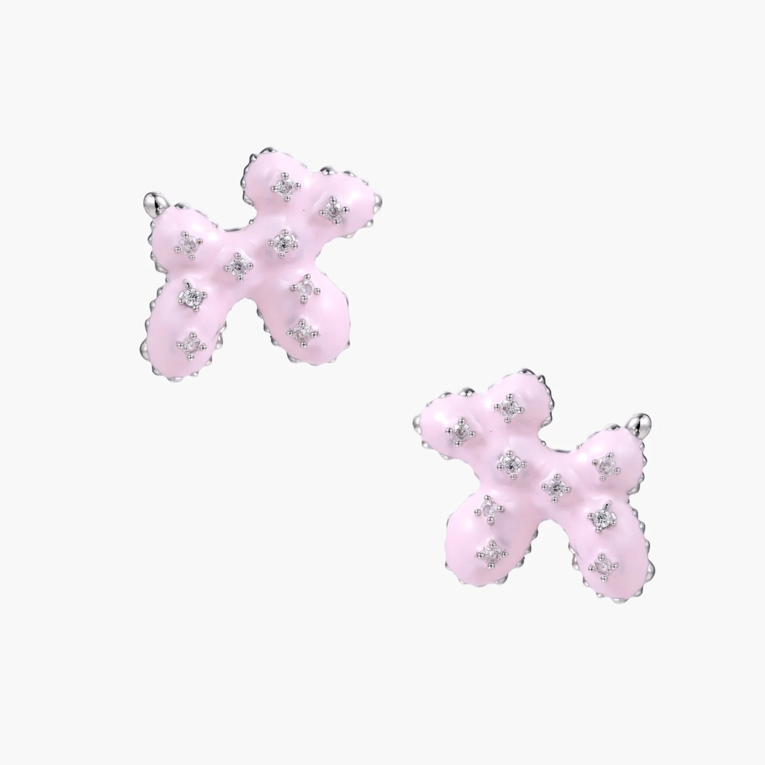 Brincos Cão Balão Rosa com Zircónia