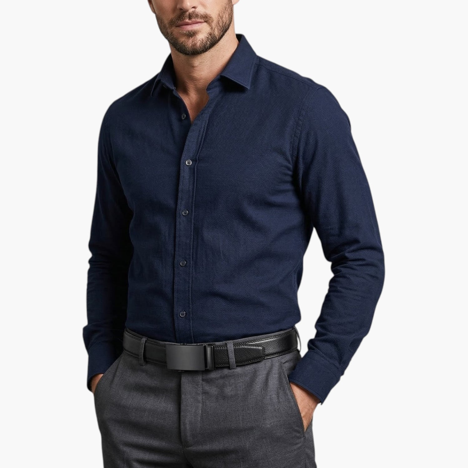 Cinto com Fivela Automática em Pele Genuína para Homem